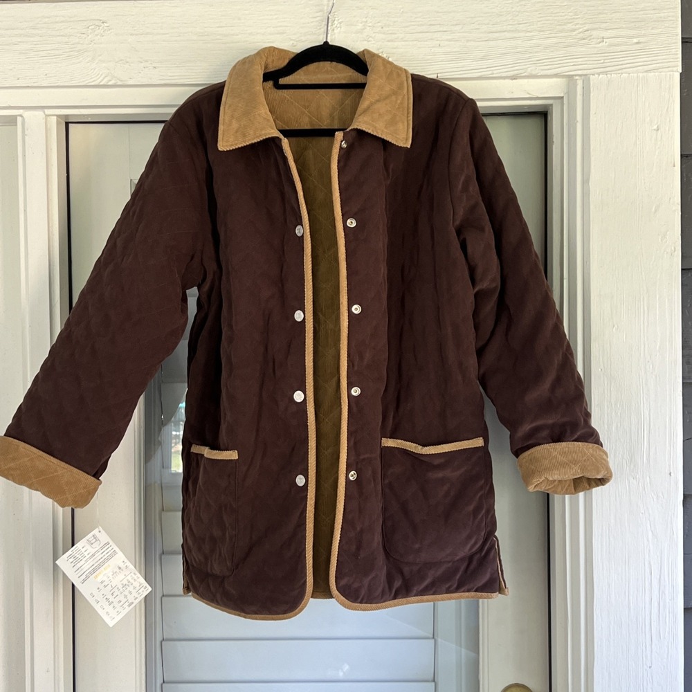 NWT Denim & Co Womens Reversible Corduroy Quilted Barn Jacket Coat Snaps Sz XL - Picture 3 of 16